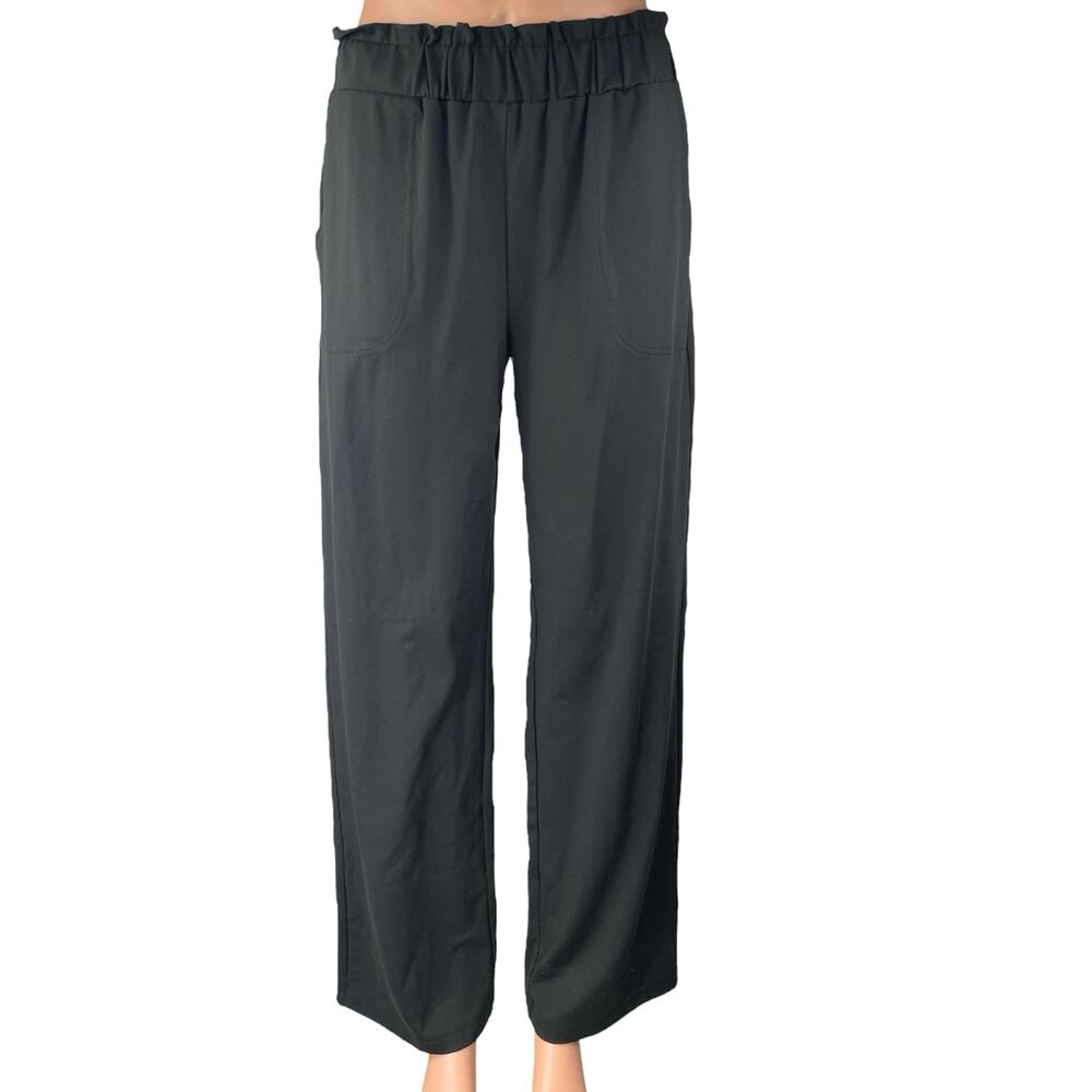 Joie Women's Black High Waist Pull On Casual Straight Wide Leg Trousers Pants S